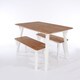 image 1 of Premium Corona 140cm Rectangular Dining Set with Table and 2 Benches - Grey or White Waxed Pine | White | White | One Size | 1