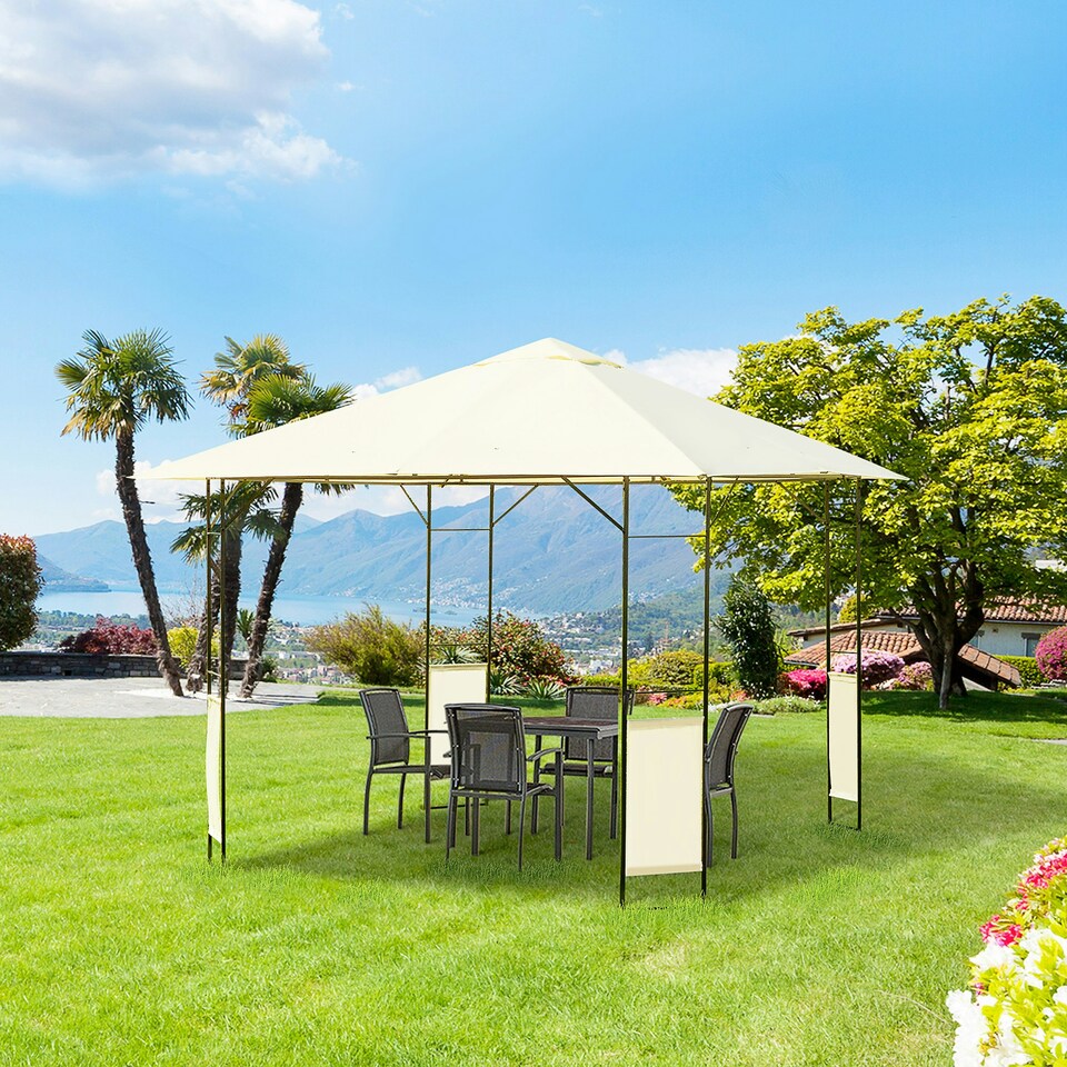 image 1 of Outsunny Garden Gazebo Awning Tent Marquee Water Resistant Steel Cream 3mx3m