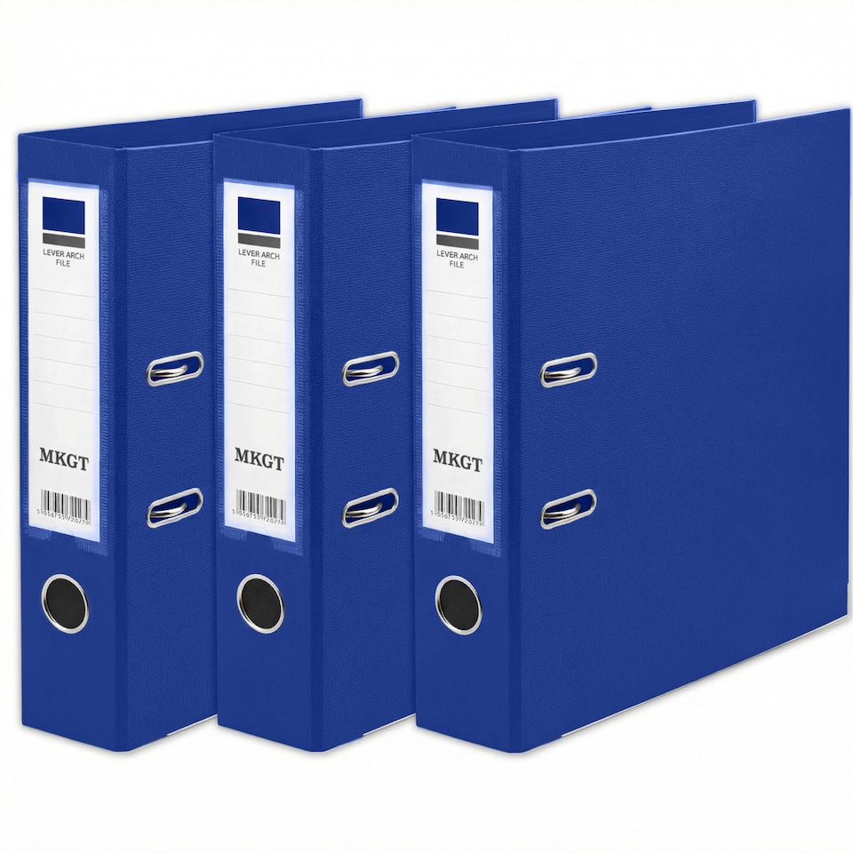 MKGT Blue A4 Lever Arch Files 75mm Spine Ring Binder Folder Office ...