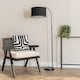 image 2 of ValueLights Curva Black Arched Floor Lamp Black Velvet Chrome Shade | Black