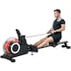 image 1 of SPORTNOW Foldable Water Rowing Machine with Wheels and LCD Monitor, Black