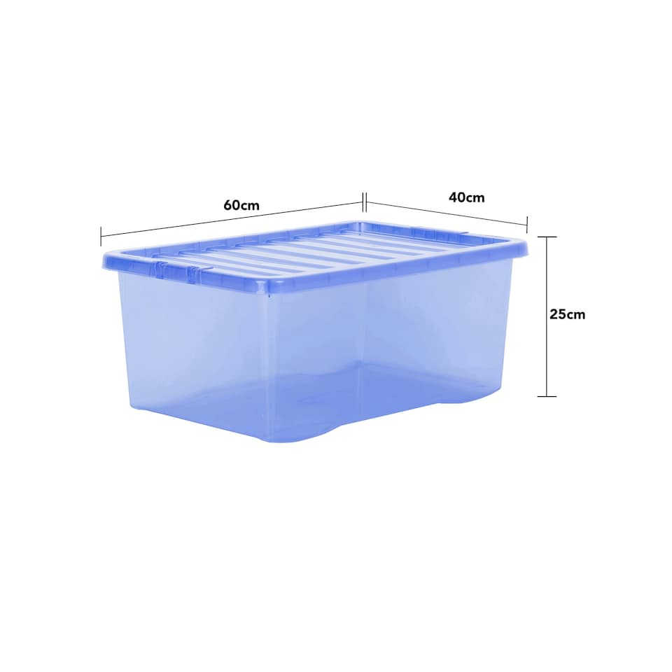 image 1 of Wham Crystal 5 x 45L Stackable Plastic Storage Boxes with Lids Blue