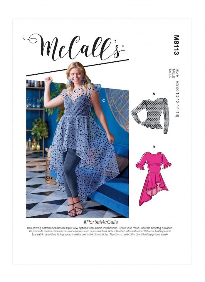 image 1 of McCall's 8113 Paper Sewing Pattern – Women’s Top, UK Sizes Rr (18W–20W–22W–24W), Easy