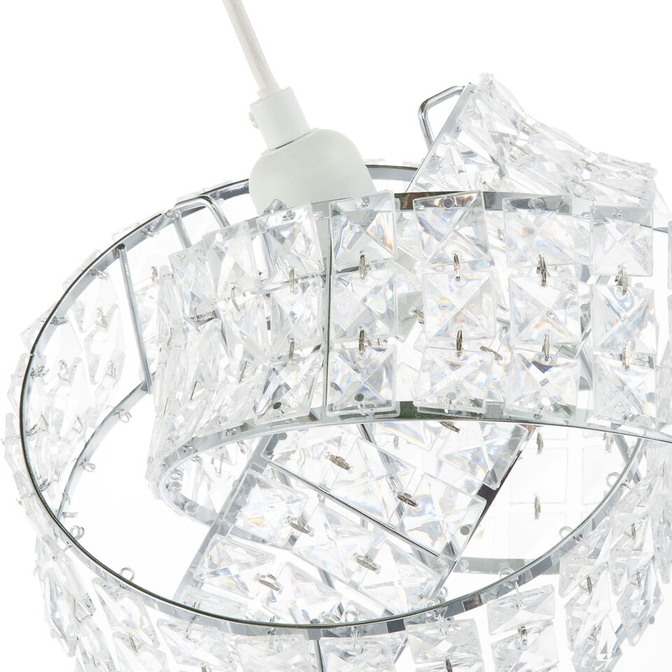 image 1 of Designer Chrome Plated Triple Ring Pendant Shade with Square Beads | Chrome | Chrome | 1