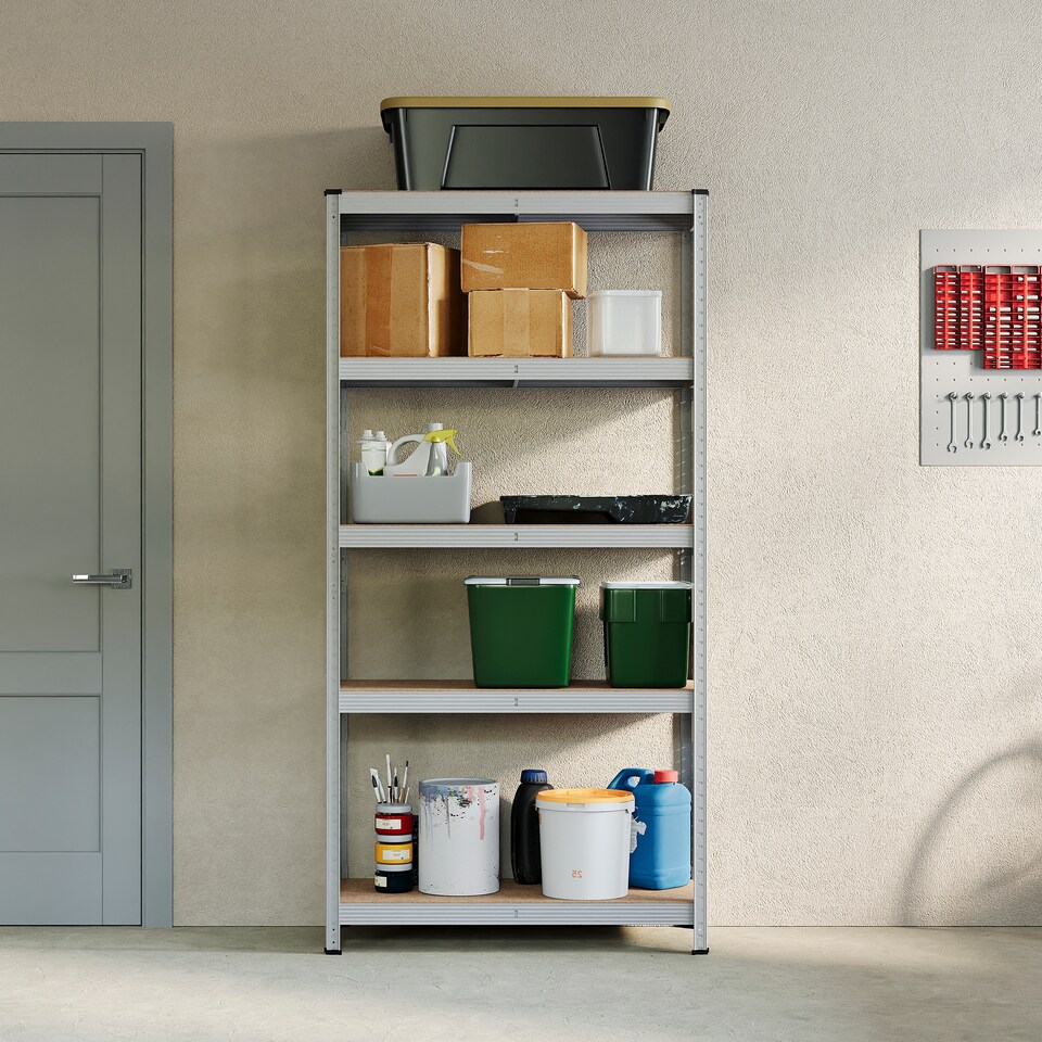 image 1 of Home Vida 5 Tier Garage Shelf Heavy Duty Boltless Shelving Storage Unit, Large, Galvanised