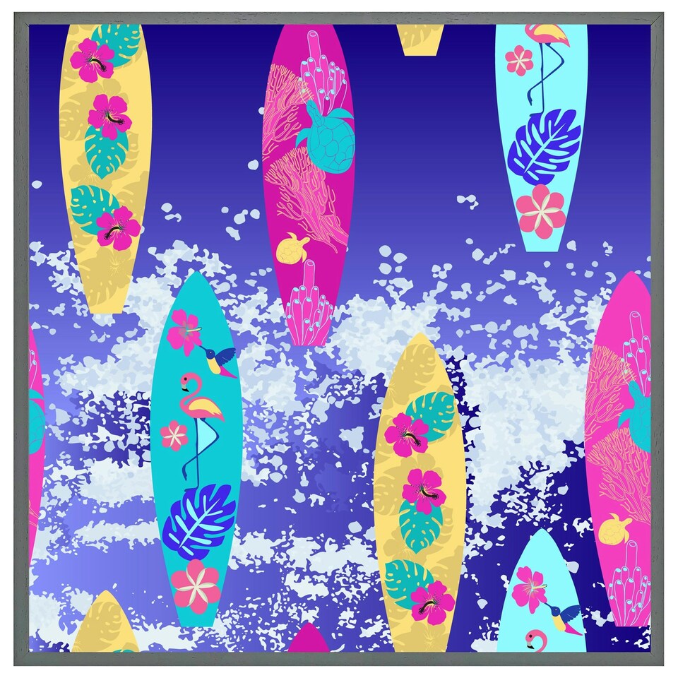 image 1 of Tropical surf (Picutre Frame) Grey | XL
