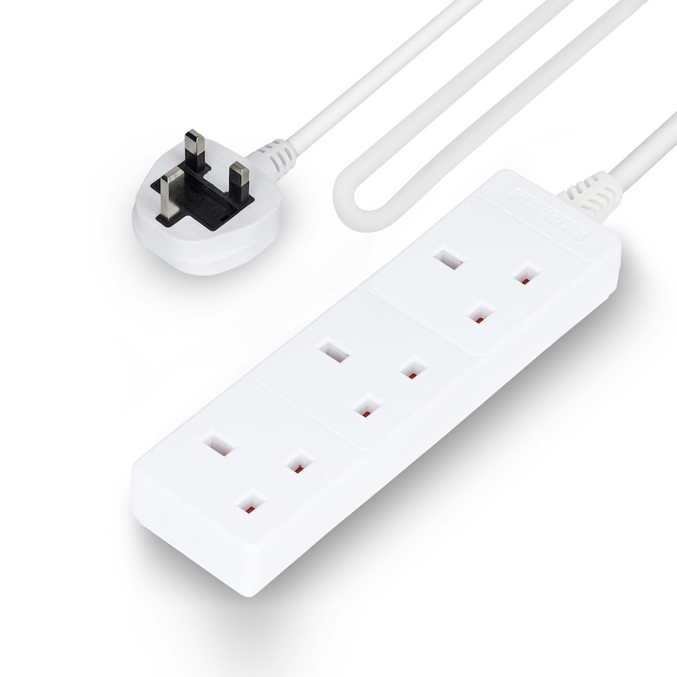image 1 of GEEPAS 3 Gang Extension Lead With Neon Light, 2m cable