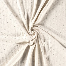 Cream Embroidered Viscose Jersey Stretch Knit Fabric for Dressmaking, 134cm / 52" Wide - per metre