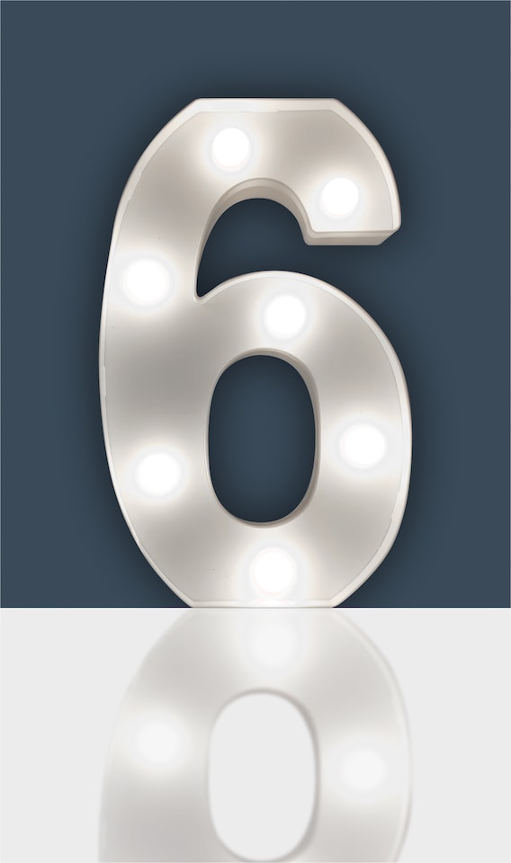 image 1 of St Helens Battery Operated 3D LED Number 6 Light
