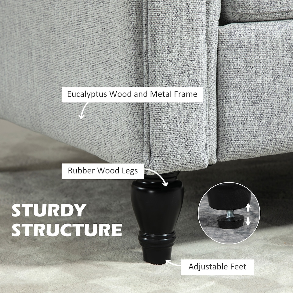 image 1 of HOMCOM Armchair, Upholstered Accent Chair, Occasional Fireside Chair with Back Pillow and Rubber Wood Legs, Single Sofa for Living Room, Reading Room, Light Grey