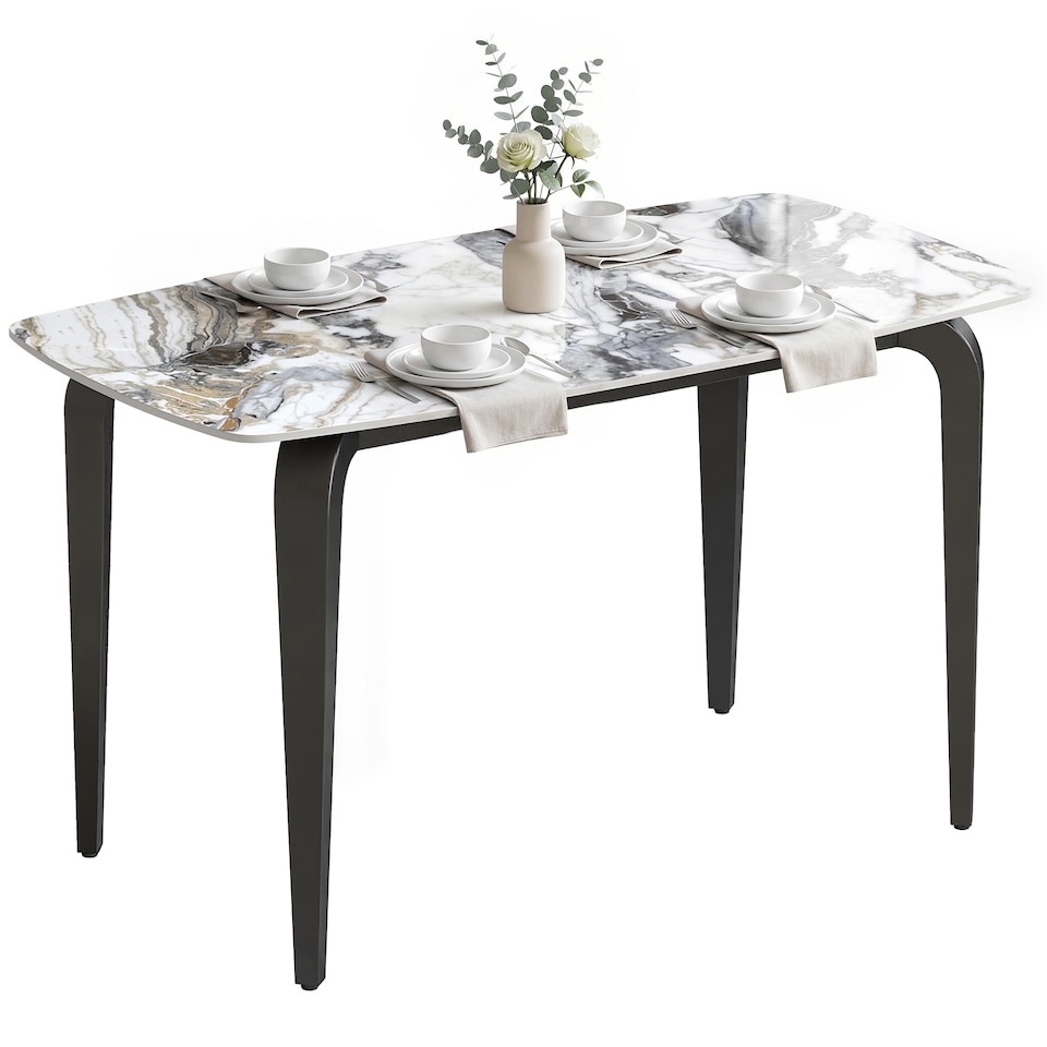 image 1 of HOMCOM Dining Table for 4, Kitchen Table with Sintered Stone Tabletop