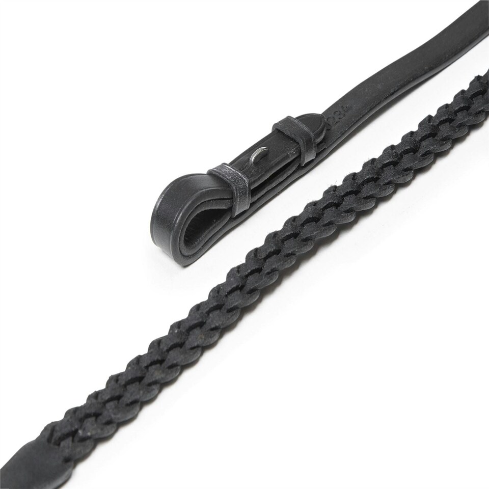 image 1 of Shires Aviemore Plaited Leather Reins Black | Size: 54X5/8 Inch
Colour: Black