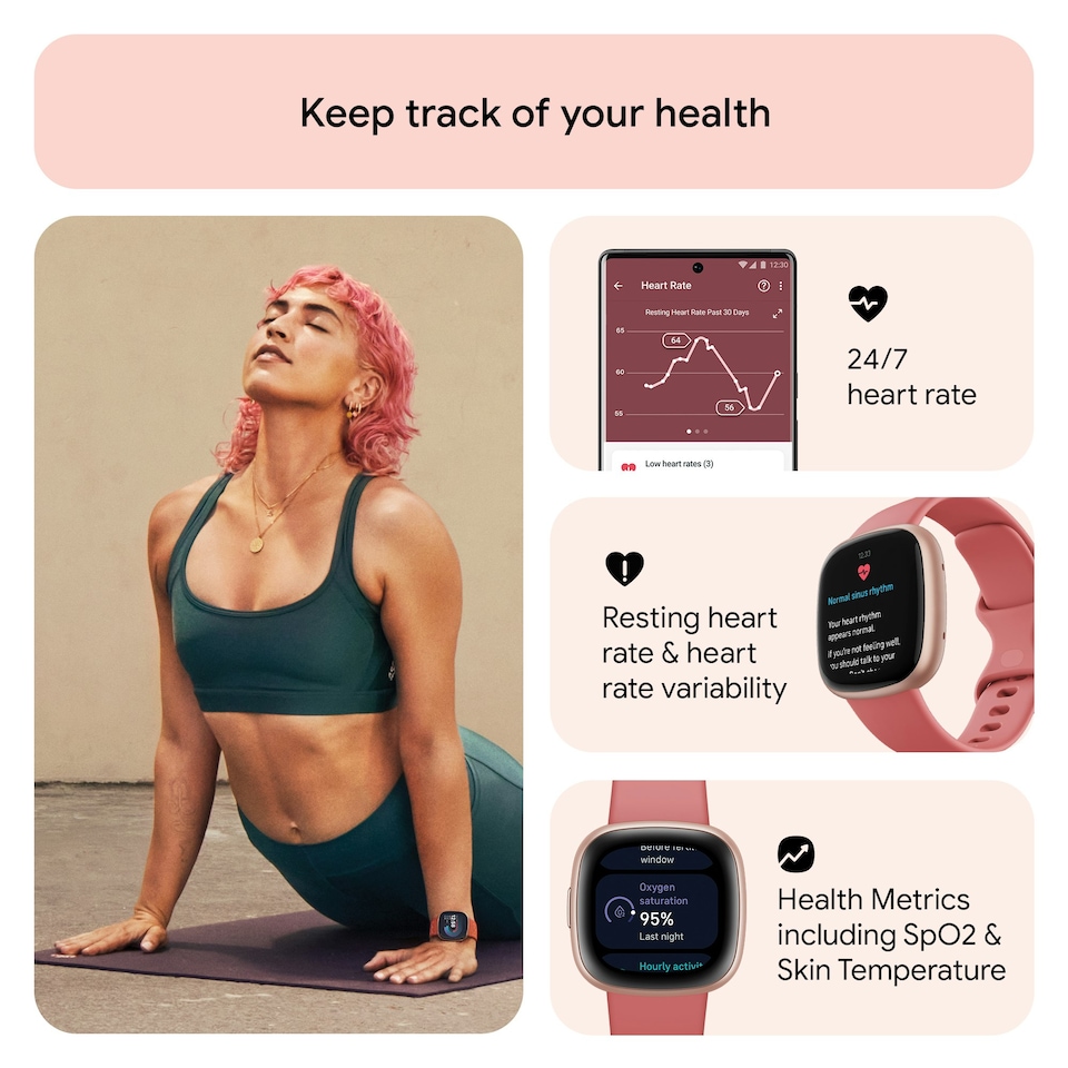 image 1 of Fitbit Versa 4 - Pink Sand / Copper Rose