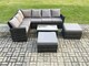 image 1 of Fimous 8 Seater High Back Outdoor Garden Furniture Set Rattan Corner Sofa Set With Rectangular Coffee Table 2 Big Footstool Dark Grey Mixed