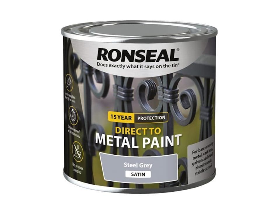 Ronseal - Direct to Metal Paint Steel Grey Satin 250ml