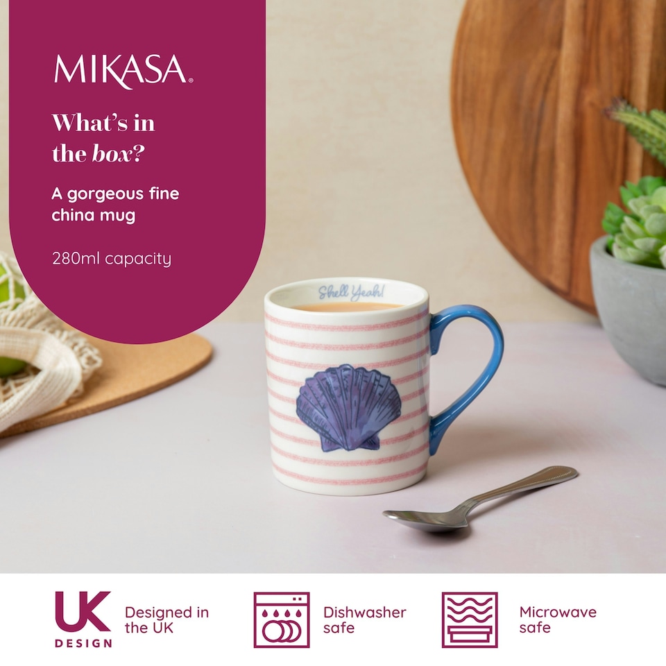 image 1 of Mikasa Shell Straight-Sided Porcelain Mug, 280ml | Blue