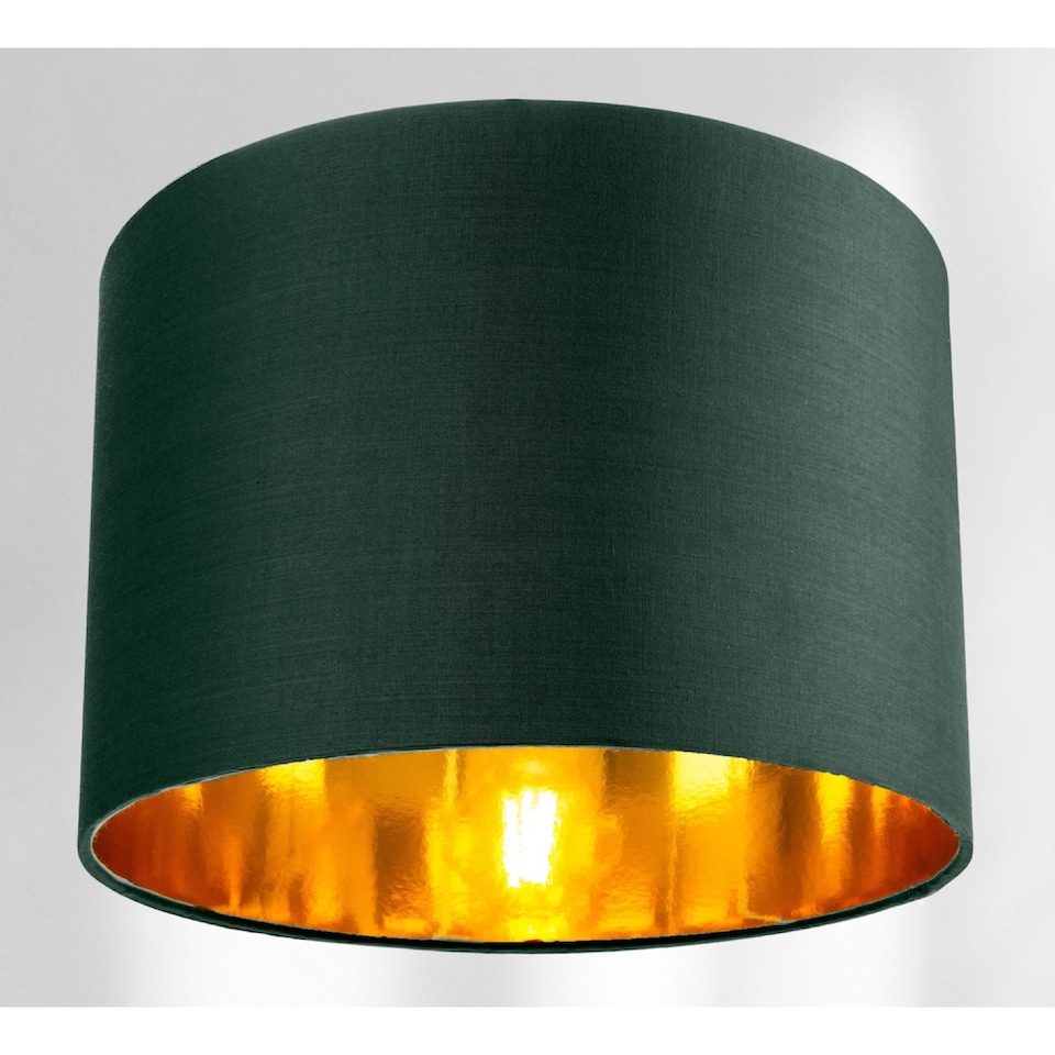image 1 of Contemporary Green Cotton 10" Table/Pendant Lamp Shade with Shiny Copper Inner | Green | Forest Green | 1