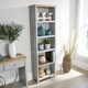 image 3 of Grey Oak Tall Bookcase Display Unit 5 Bookshelves DVD Storage Two Tone Grey