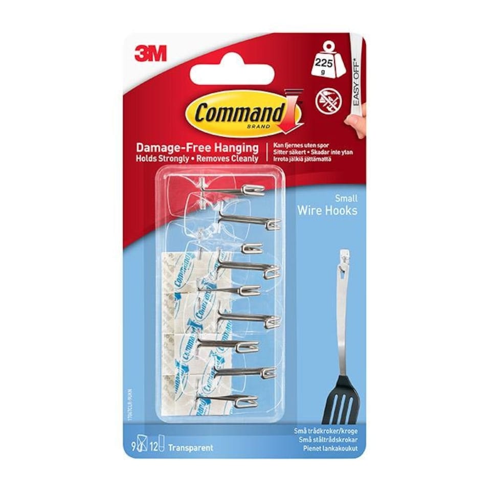 Command 17067CLR-9 Clear Small Wire Hooks Value Pack 225g 9pk - One Colour - One Size