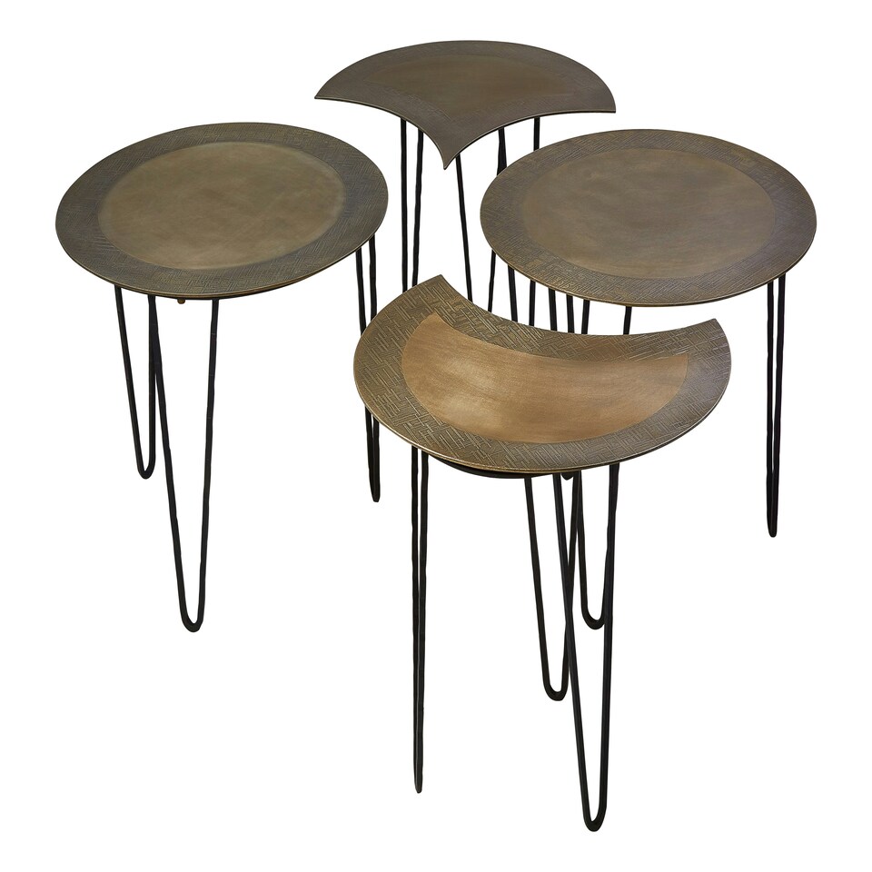 image 1 of Versatile Design Set Of 4 Coffee Tables, Stunning Modern Coffee Tables, Antique Brass Finish Coffee Tables Gold