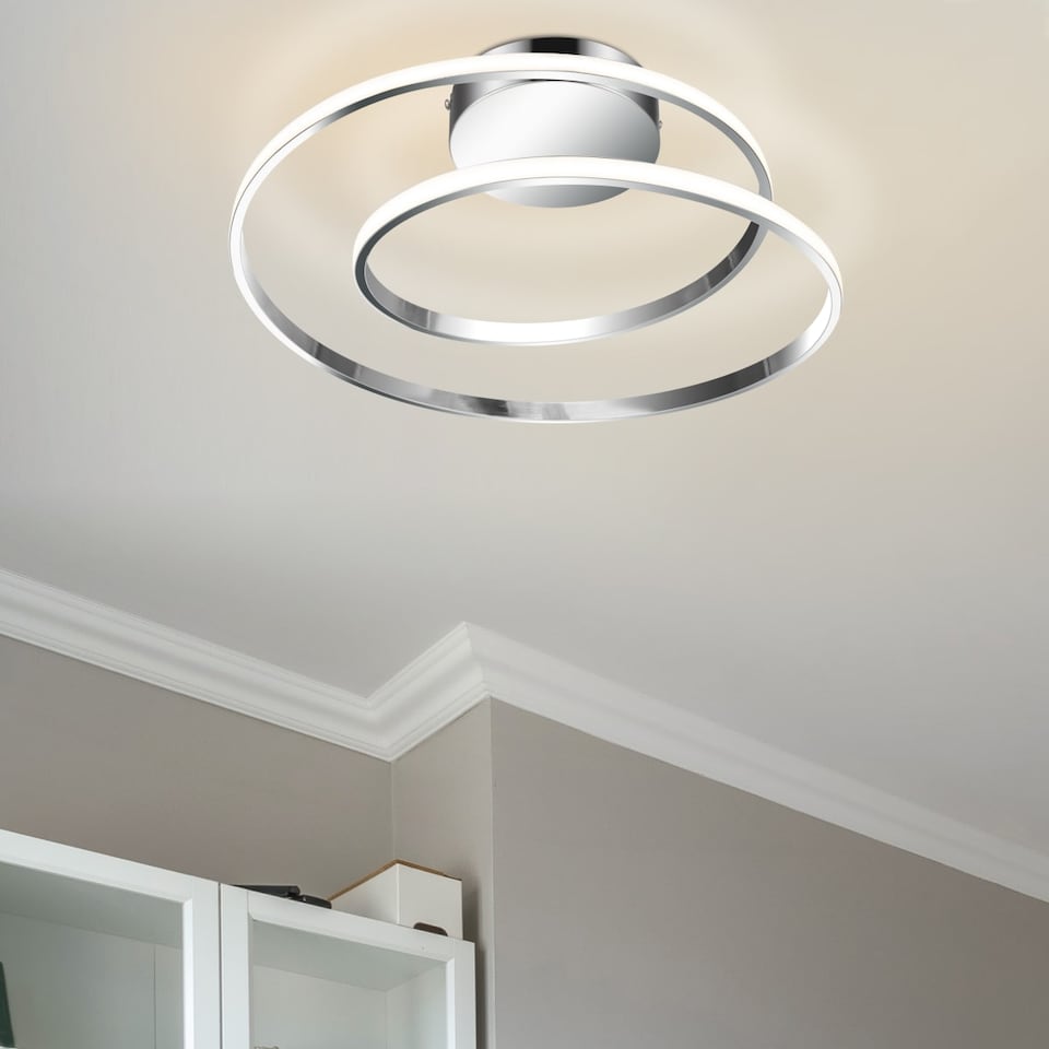 image 1 of COSYLYTE Alston Double Ring Integrated LED, Modern Ceiling Flush Light - Chrome | Chrome | 1