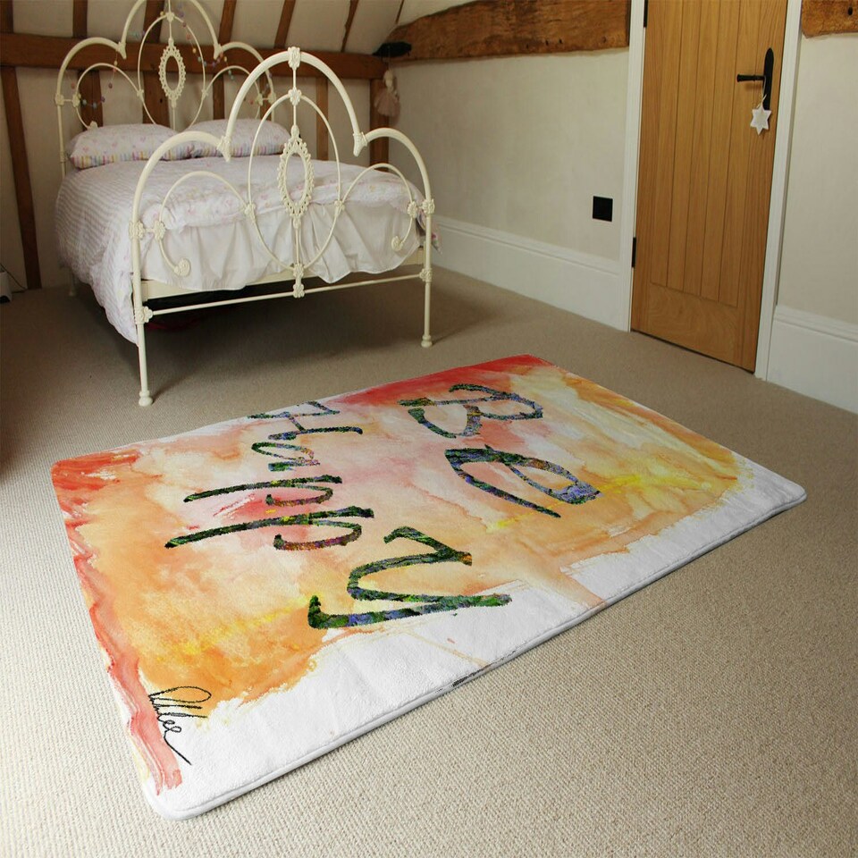 image 1 of Be Happy (Rug) Orange | Small: 60x110cm