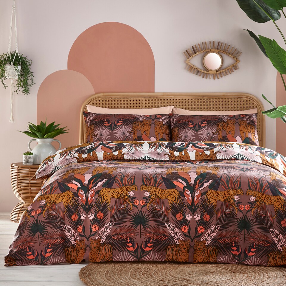 image 1 of Furn Kaihalulu Jungle Reversible Duvet Cover Set | Brown | Cocoaberry | Double | 1