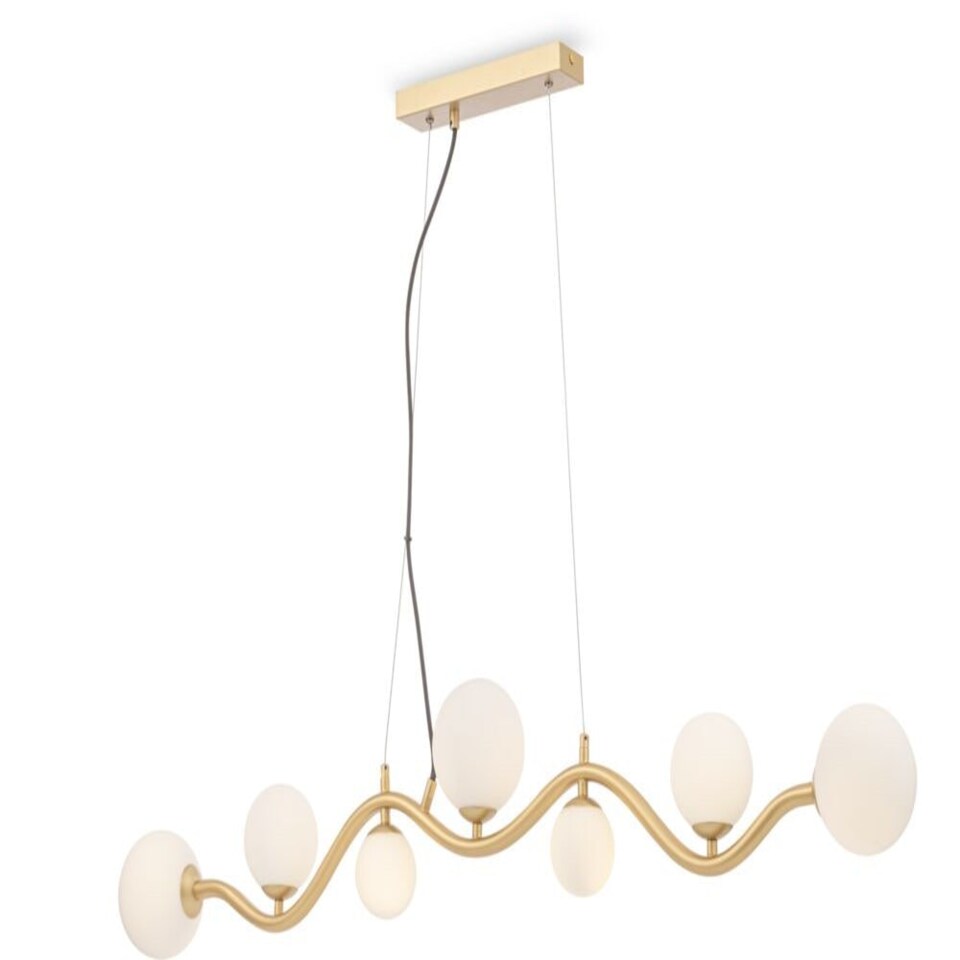 Modern Uva 7 Light Gold Pendant Ceiling Light Glass Shades Tesco