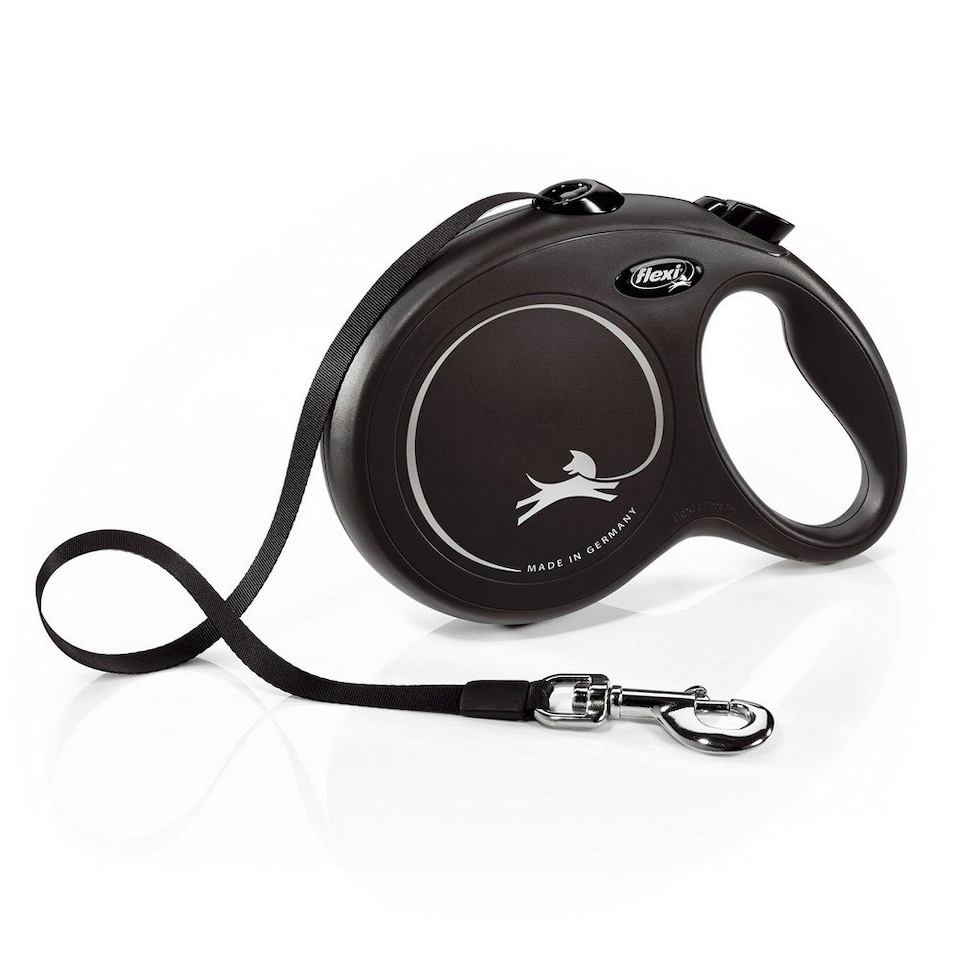 Flexi New Classic Tape Large Retractable Dog Lead - Black - 5m