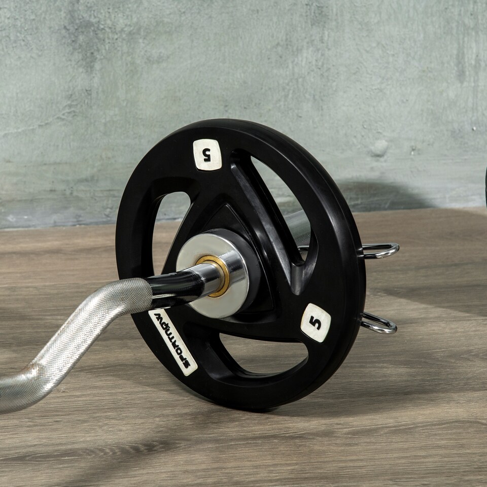 image 1 of SPORTNOW Two 5kg Olympic Weight Plates for Barbell, with Tri-Grips