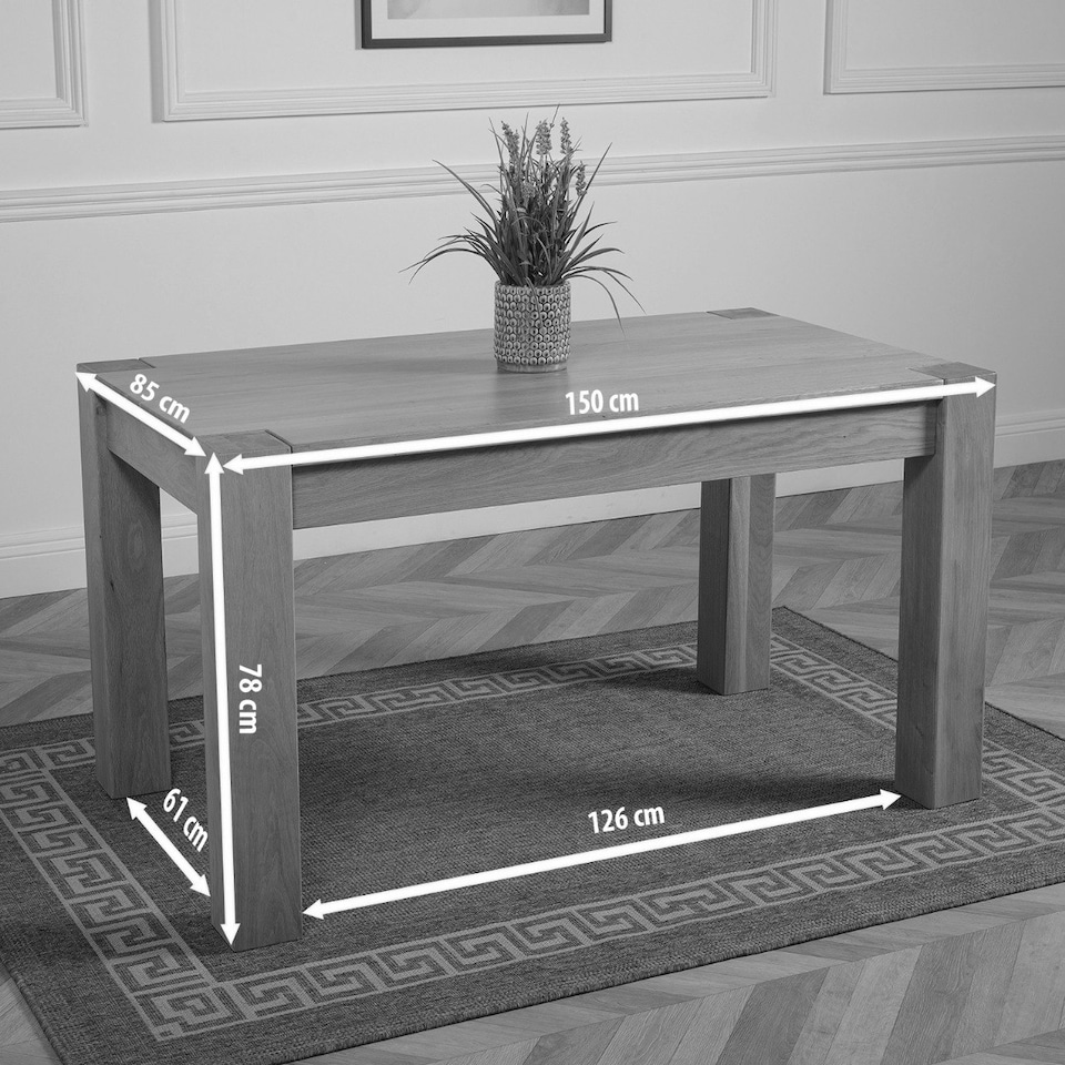 image 1 of Kuba Chunky Solid Oak Dining Table - 150cm Brown | Oak
