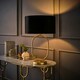 image 2 of ValueLights Antonia Black Velvet Drum Lamp Shade Brushed Gold Oval Table Lamp with LED Bulb Gold