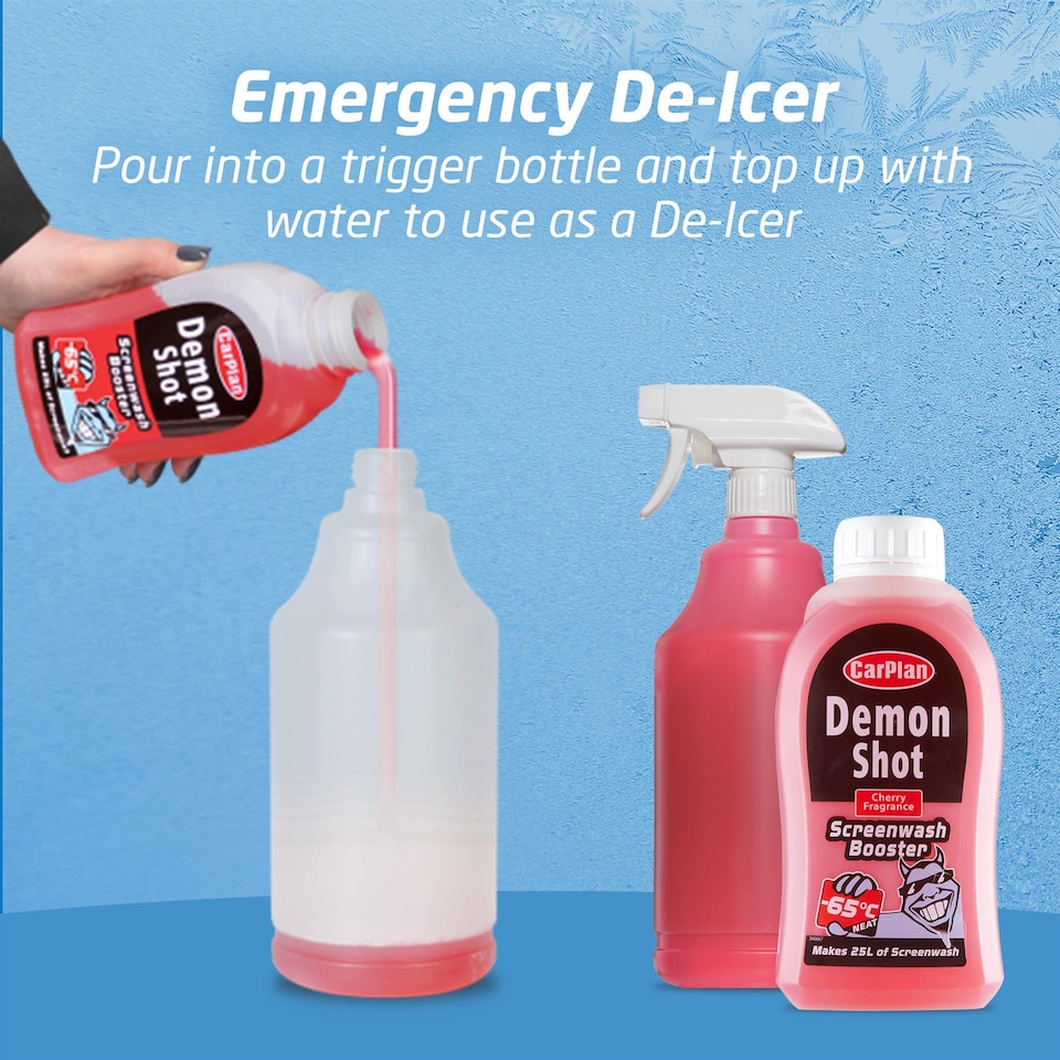 image 1 of CarPlan Concentrated Screen Wash Booster Cherry Scented De-Icer -65C 12x 500ml