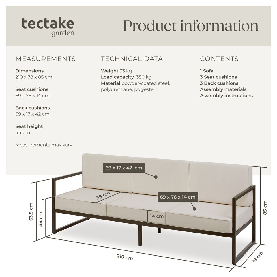 image 1 of Garden Furniture Comosa - for 3 people, XXL padding, 1 sofa