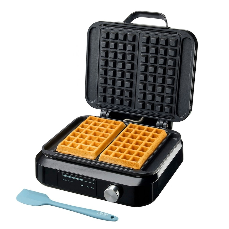 image 1 of Cooks Professional Digital Dual Waffle Maker Iron Machine with Non-Stick Plates, Adjustable Temperature & Spatula - 1500W