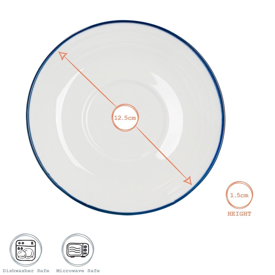 image 1 of Nicola Spring White Farmhouse Espresso Saucers - 13cm - Pack of 6 | White | White