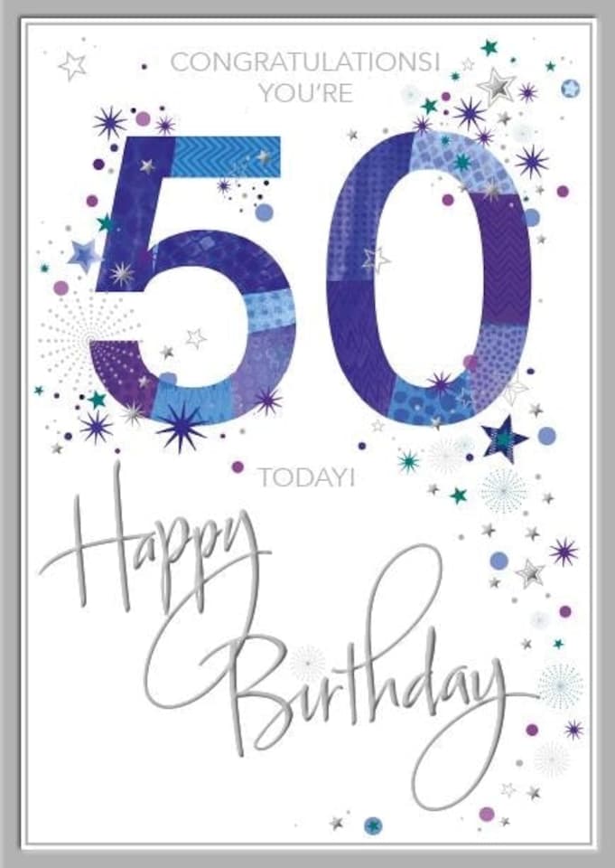 Words 'n' Wishes Traditional Male 50th Birthday Card