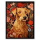 image 1 of Bright Bold Flowers Golden Terrier Dog Black Framed Wall Art Print A4