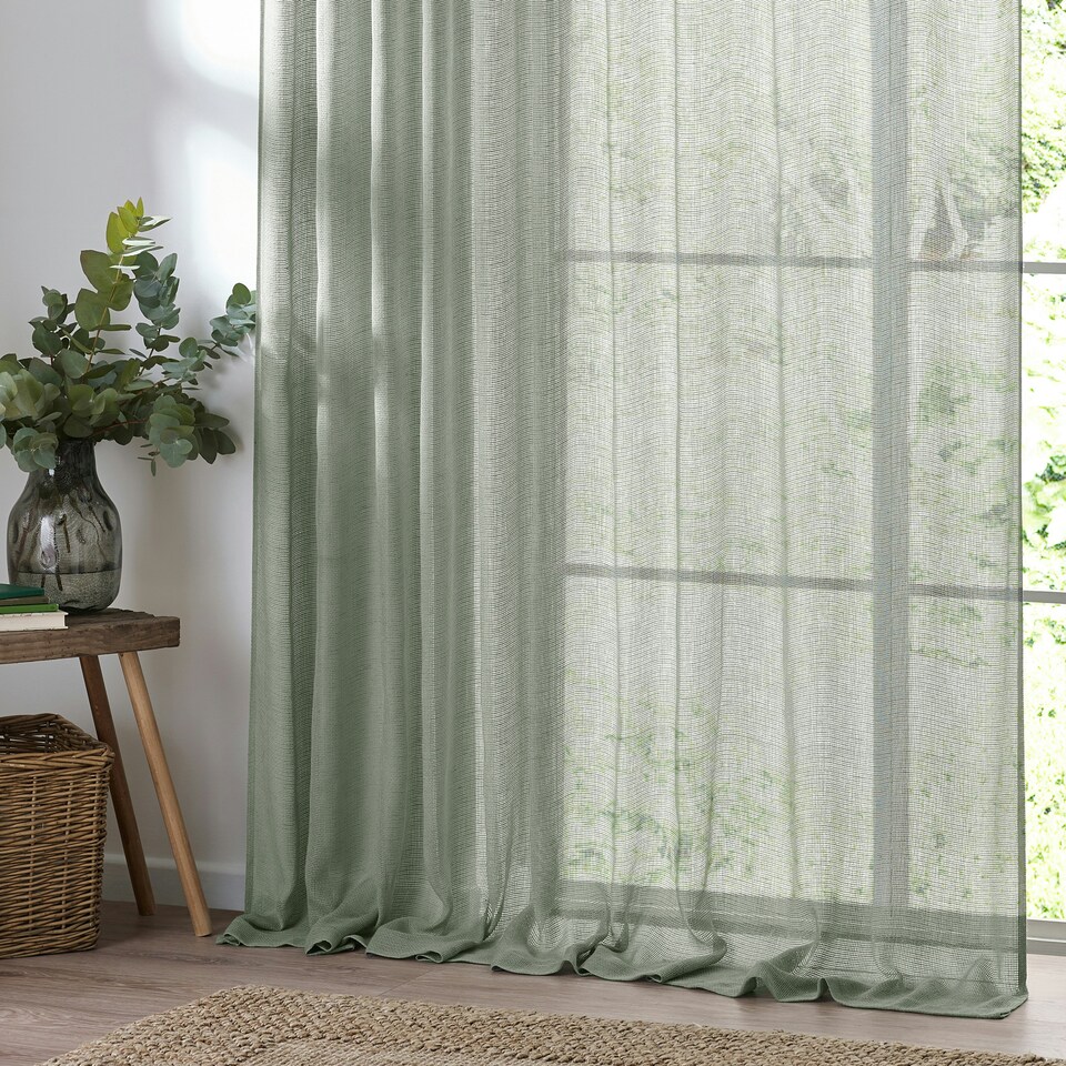 image 1 of Yard Nimbus Sheer Eucalyptus Tie Top Curtain Panel 290 x 250 cm Multi