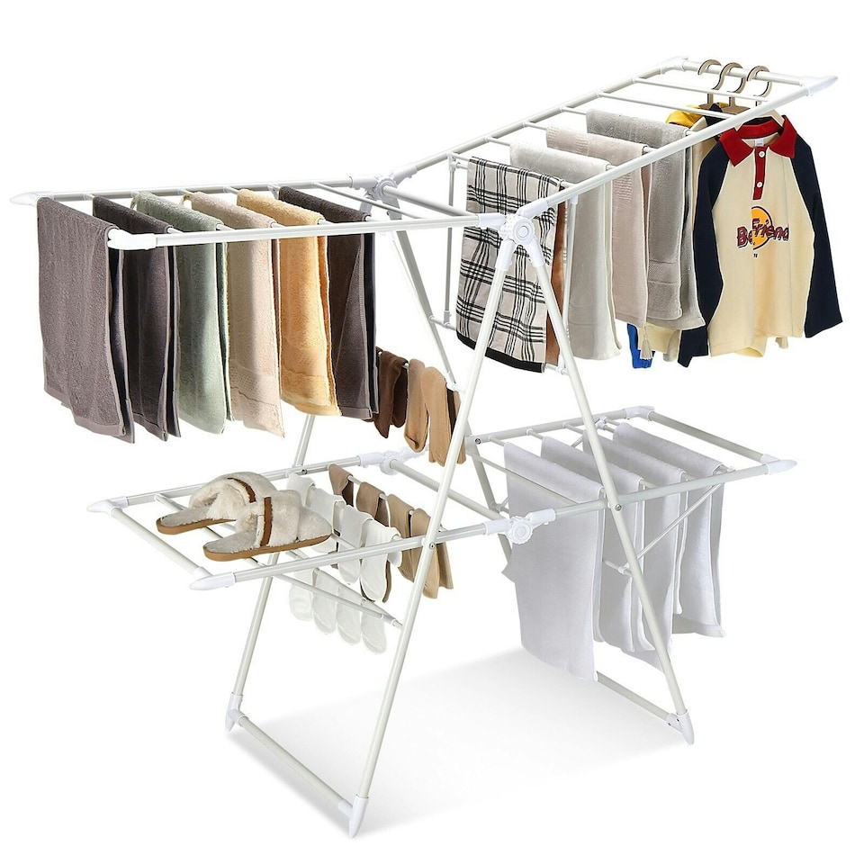 image 1 of COSTWAY 2-Tier Clothes Drying Rack Folding Dryer Garment