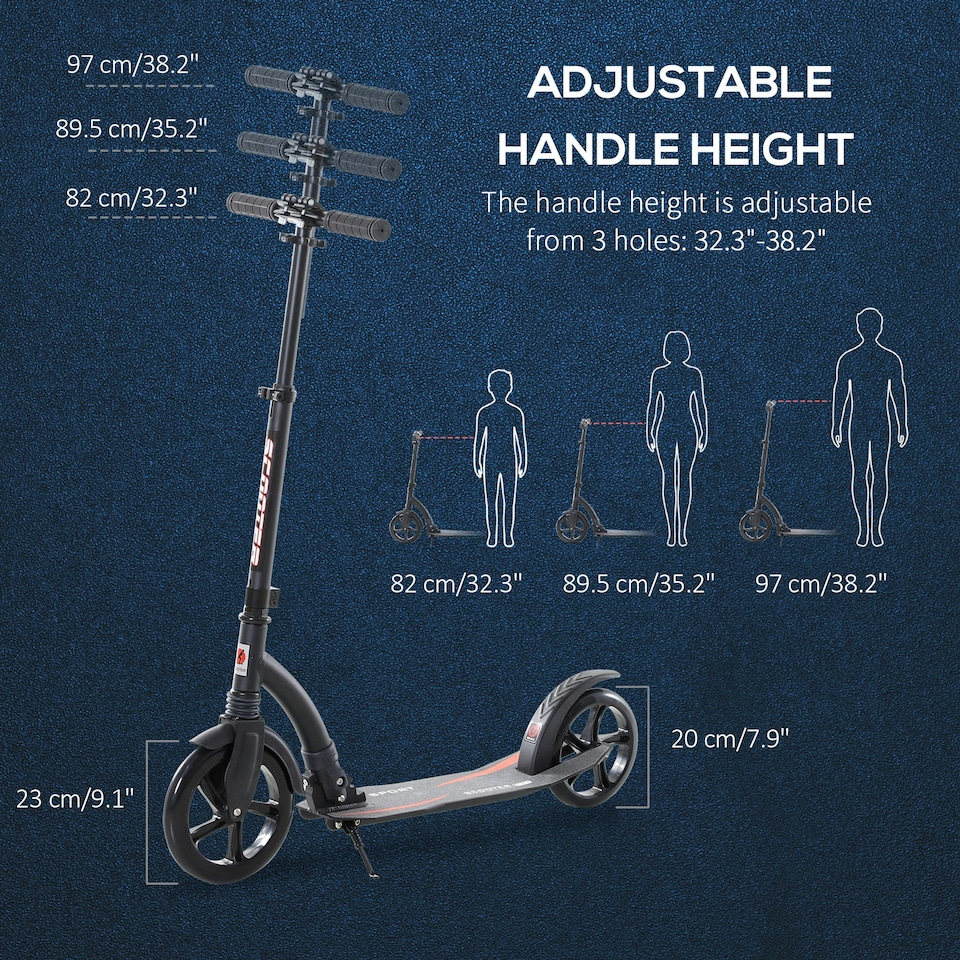 image 1 of HOMCOM Teens Adult Kick Scooter Foldable Adjust Aluminium For 14+ Black