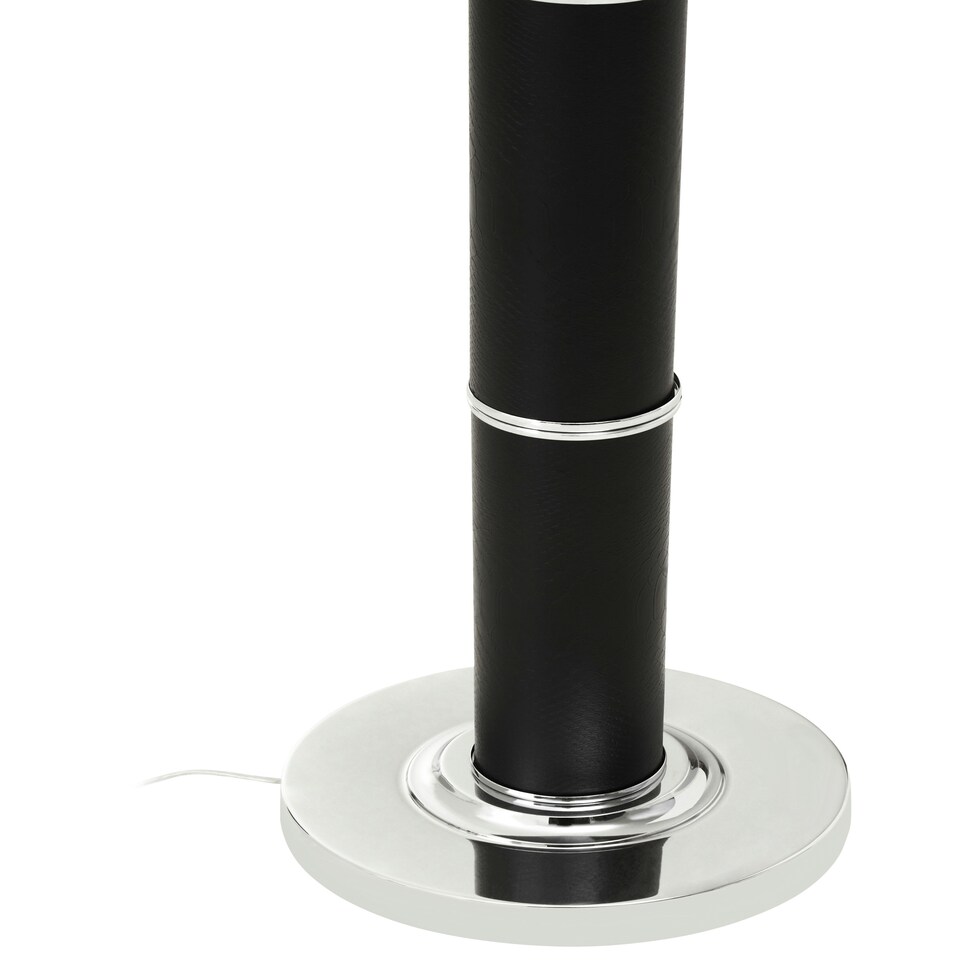 image 1 of Interiors by Premier Black Snake Leather Effect Floor Lamp with Chrome Base and Black Shade Black