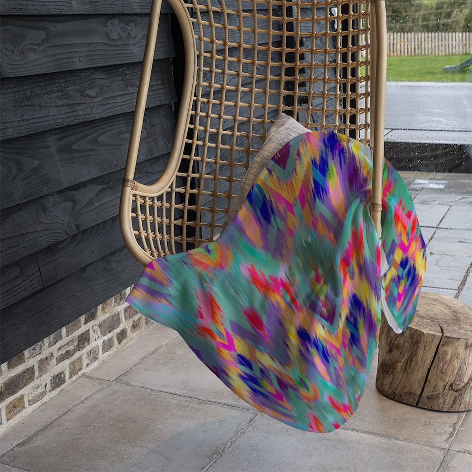 image 1 of Abstract Ethnic Ikat Pattern Blanket | Multi