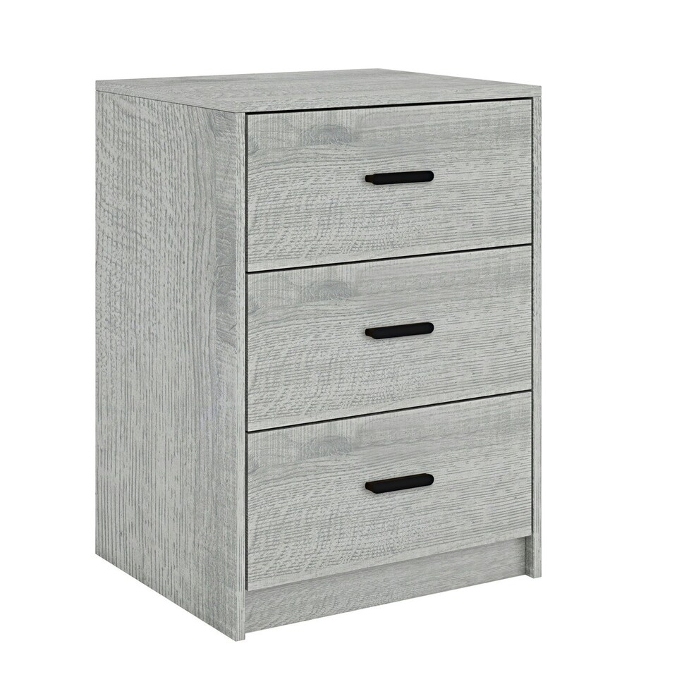 image 1 of Ash Grey 3-Drawer Bedside Table Brown | Accent Colour: Oak