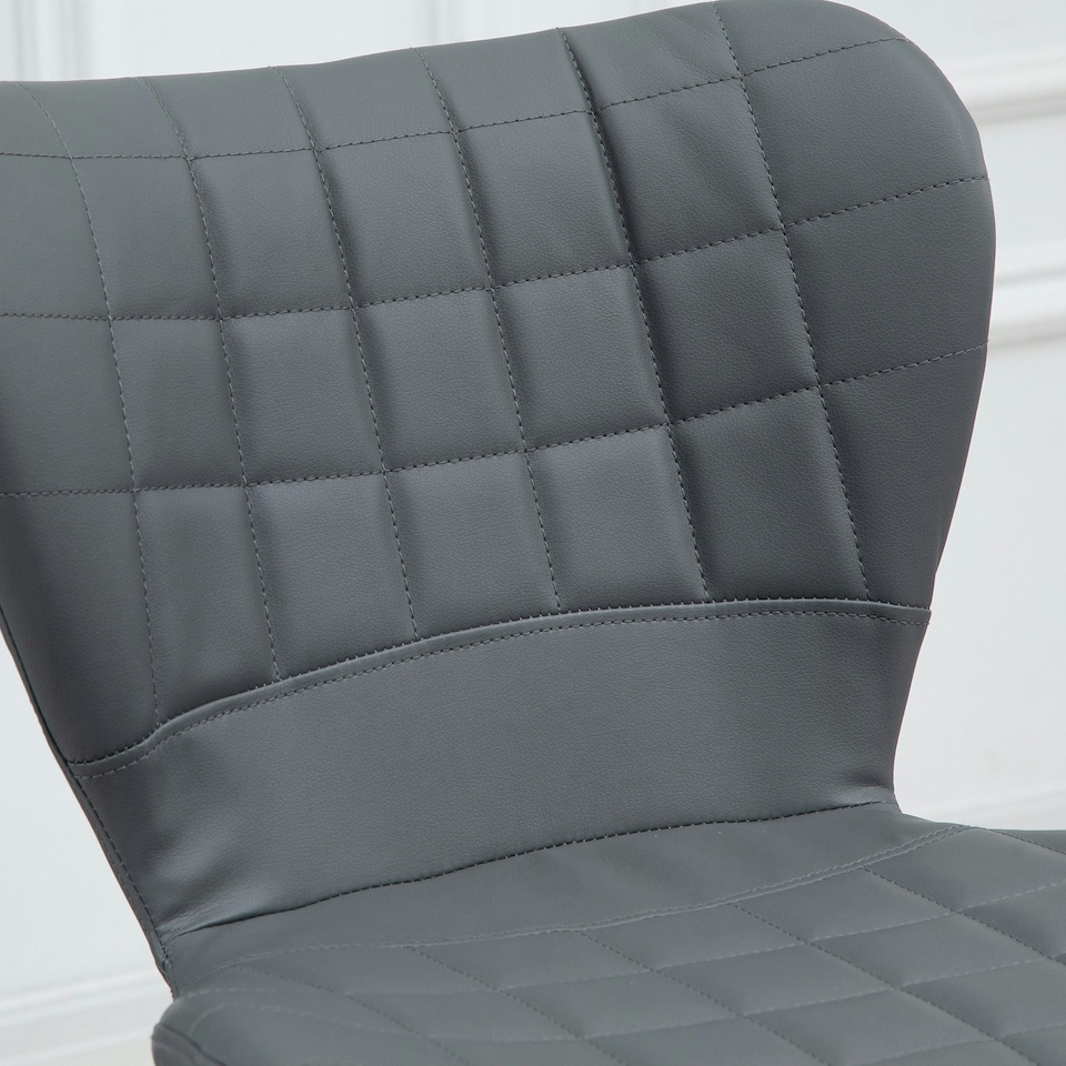 image 1 of HOMCOM Bar Stools Set of 2 Adjustable Height Swivel PU Leather Bar Chairs Grey
