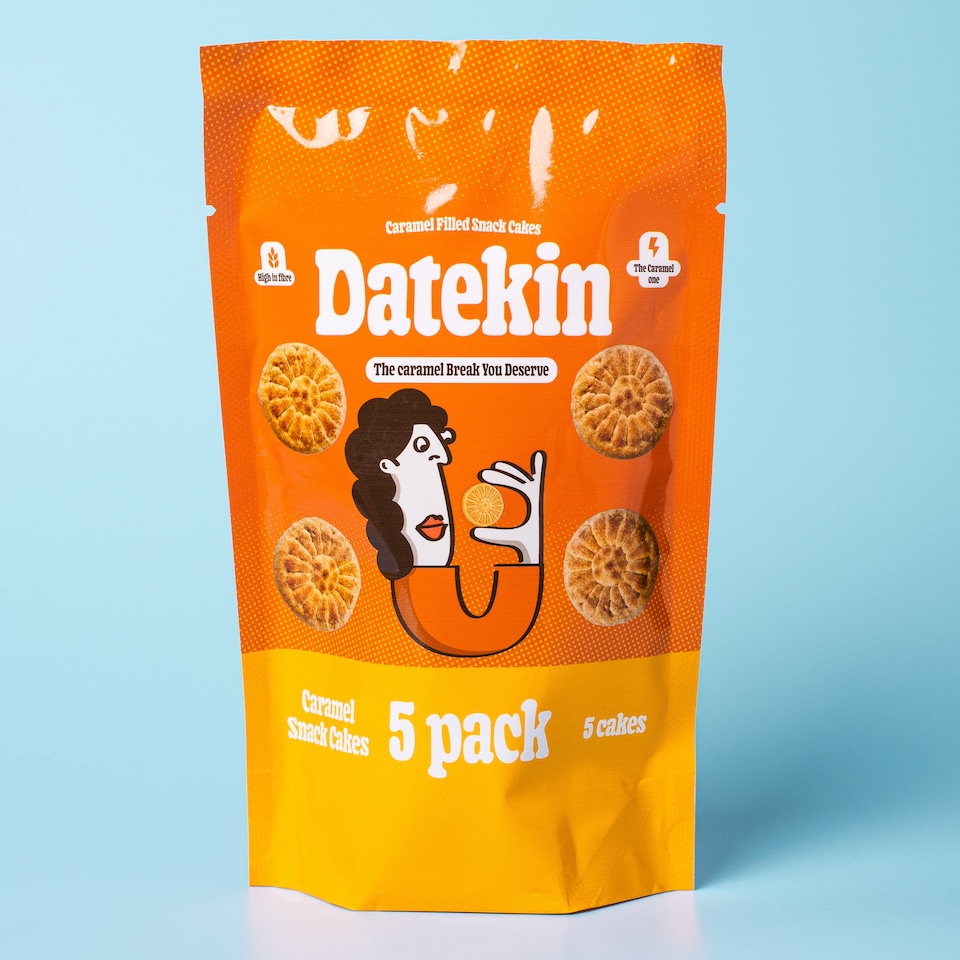 image 1 of Datekin Caramel Filled Cakes (5 x 15g Pack)