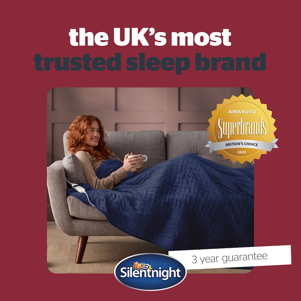 image 1 of Silentnight Luxury Heated Throw, Navy | Blue | Navy | One Size | 1