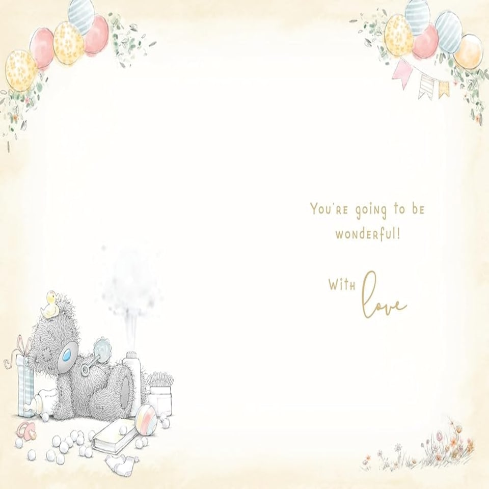 image 1 of Bear With Garland 'Happy Baby Shower' Card