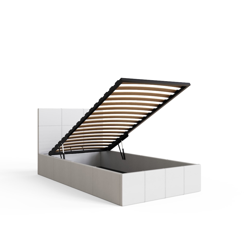 image 1 of End Lift Ottoman Storage Bed Single White | White | White