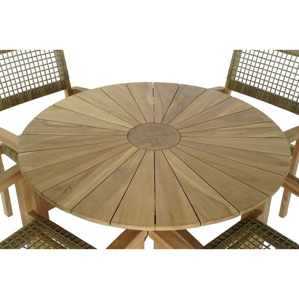 image 1 of Table set with 4 chairs DKD Home Decor 100 x 100 x 75 cm Brown
